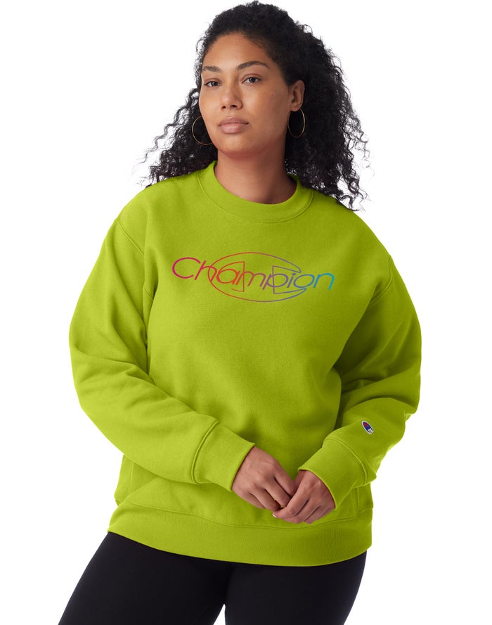 Sudadera Champion Mujer - Plus Reverse Weave Crew Rainbow Logo ( Verde ) 4208315-FU